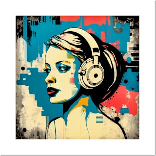 Excessivism Art White Woman Listening Music Lover Throw Posters and Art